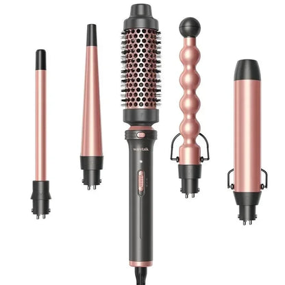 Wavytalk Thermal Brush With 5 in 1 Curling Wand Set