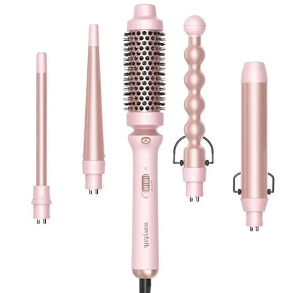 Wavytalk Thermal Brush With 5 in 1 Curling Wand Set