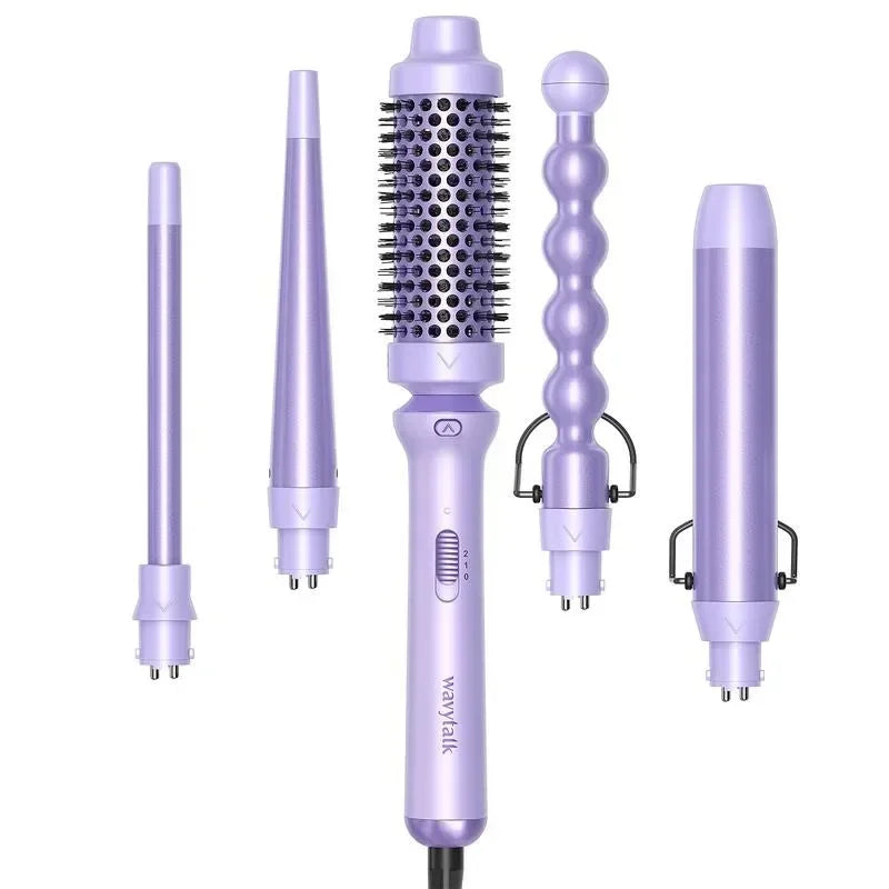 Wavytalk Thermal Brush With 5 in 1 Curling Wand Set