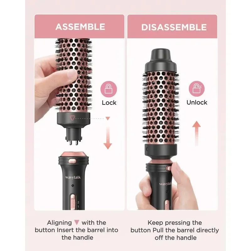 Wavytalk Thermal Brush With 5 in 1 Curling Wand Set